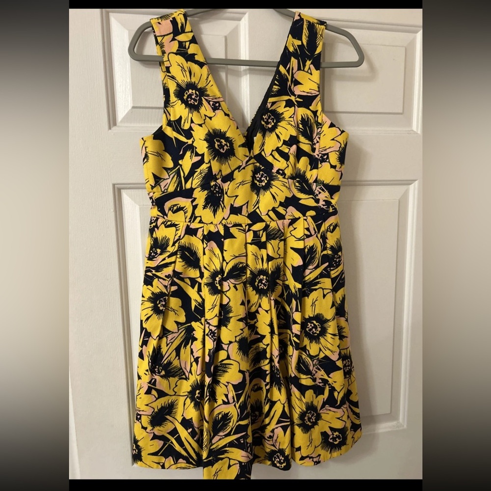 J. Crew Yellow and Navy Floral Dress